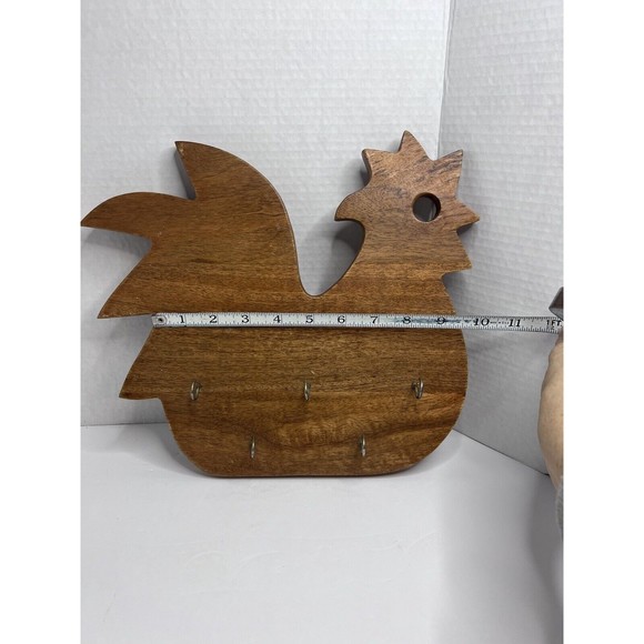 Chicken Shape Wall Mount Wood Key Holder VTG Handmade 5 Hooks Hanger on Back EUC - Picture 7 of 7